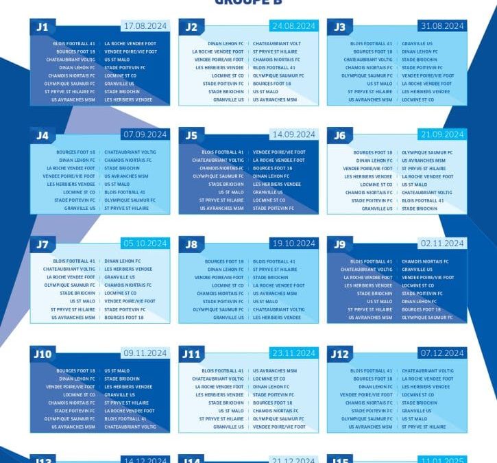 Calendrier de la saison 2024/2025 de l&rsquo;équipe N2