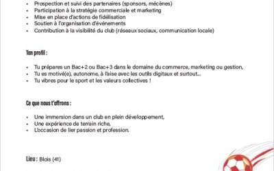 LE BLOIS FOOTBALL 41 RECRUTE !