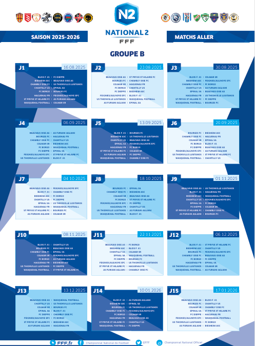 CALENDRIER SAISON 2025-2026