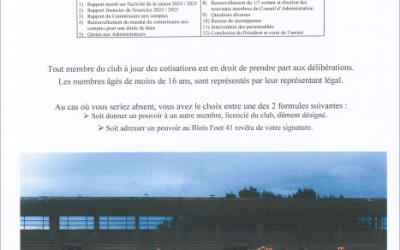 Assemblée Générale Ordinaire du Blois Foot 41