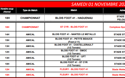 Planning rencontres du Samedi 01/11/2025