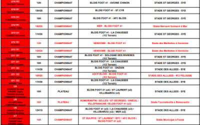 Planning des rencontres du samedi 15 novembre 2025