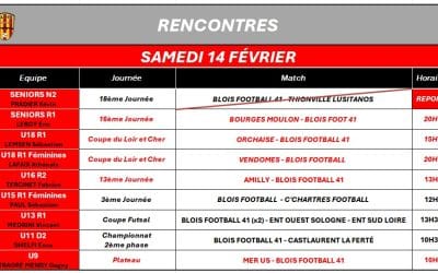 PRÉVISIONNEL DES RENCONTRES DU 14/02
