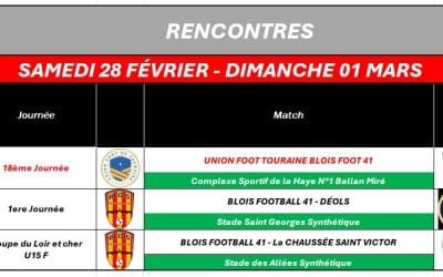 PRÉVISIONNEL DES RENCONTRES DU 28 FÉVRIER – 01 MARS