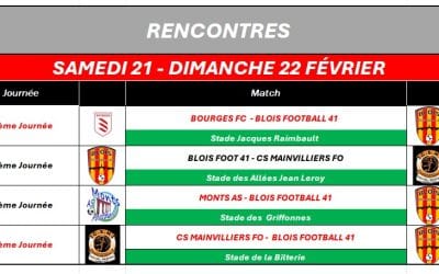 PRÉVISIONNEL DES RENCONTRES DU 21-22 FÉVRIER