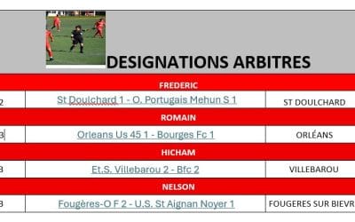 DÉSIGNATIONS DES ARBITRES DU CLUB LE 04.05 / AVRIL
