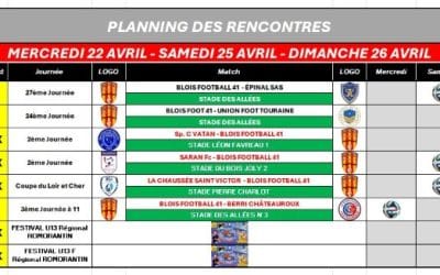 PRÉVISIONNEL DES RENCONTRES DU 25.26 AVRIL