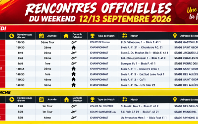 PLANNING DES RENCONTRES OFFICIELLES WEEKEND DU 12-13/09/2026