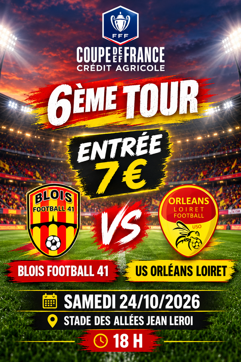 Affiche de Coupe de France sous les projecteurs